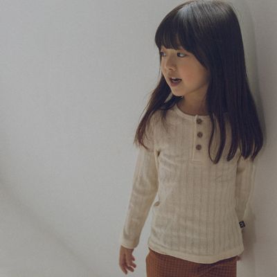 [예루예나]아동 긴팔티 스카시 버튼 자가드