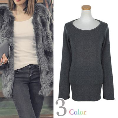 여성  루딘 기본 기모 라운드티셔츠