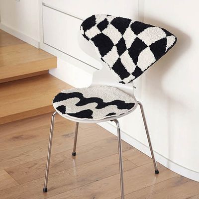 체크 논슬립 포인트 방석 러그 40x40cm