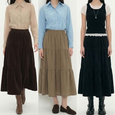 여성 라디엔 디아론 코듀로이 캉캉스커트