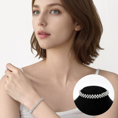 탠디 실버925 여성용 3줄 볼륨 구슬 은팔찌 TDB508