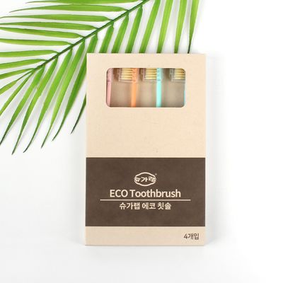 슈가랩 사탕수수 에코 칫솔 4개입 부드러운 탄력모