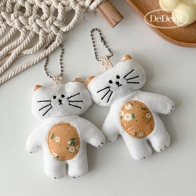 [데데리트]귀여운 패치워크 행운 고양이 인형 키링