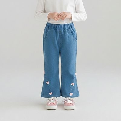 스위티리본 여아 연청 부츠컷 밴딩 데님팬츠 206085