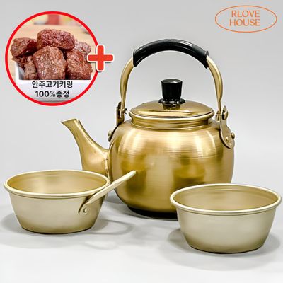 홈파티 포차갬성 양은주전자1+막걸리잔2+고기키링1