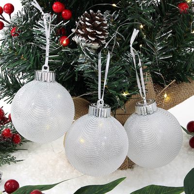 트리 레이스 장식볼 3p(8cm) (그레이망사)