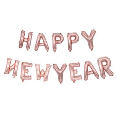 해피뉴이어이니셜은박풍선세트 소-로즈골드  16인치 
