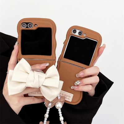 갤럭시z플립 3 4 5 6 리본 핑거톡 진주 스트랩 케이스