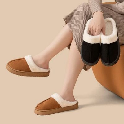 여성 통굽 스웨이드 털 슬리퍼 실내화 3cm