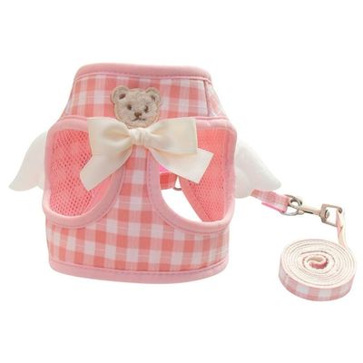 체크 패턴 강아지 하네스 리드줄 산책용 애견용품(WFLN1VR)