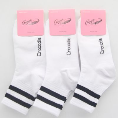 여자 중목양말 화이트 흰색 크로커다일 3켤레 세트