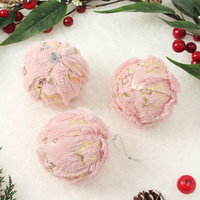 핑크 블라썸 패브릭 장식볼 3p(8cm) (별폼폼이)