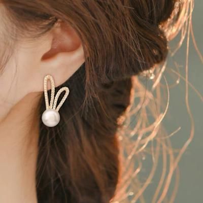 햅번 펄진주 큐빅 귀걸이