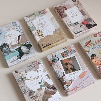 감성 빈티지 일러스트 스티커 박스 팩 종이 사진 6종