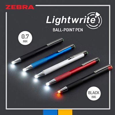 제브라 LED 라이트 0.7mm 유성볼펜 Lightwrite P-BA96