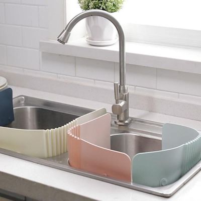 강력흡착 주방 싱크대 가림막 물막이 화이트 L494