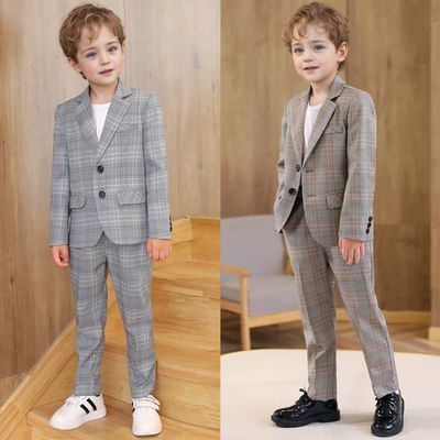 엘빈 글렌체크 투버튼 정장세트(자켓 티셔츠 바지)