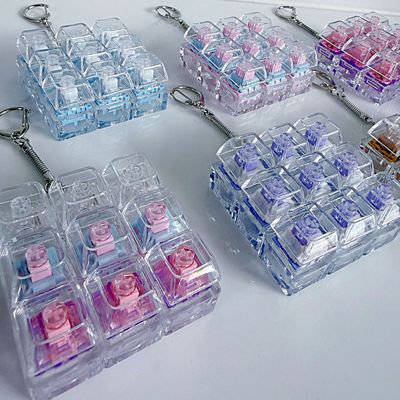 led 투명 키보드 딸깍이 키캡 키링 피젯토이 9구