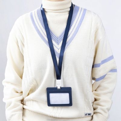 가죽 가로형 사원증 케이스+목걸이줄