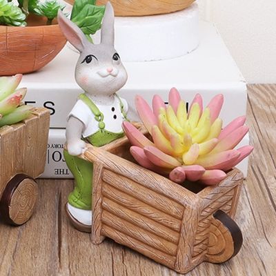 귀여운 토끼자매 미니화분(손수레)