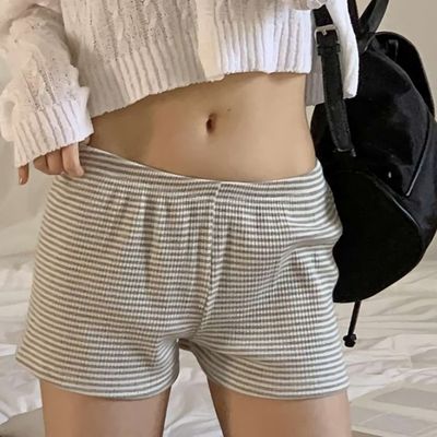 여성 반바지 스트라이프 코튼 슬림 숏팬츠
