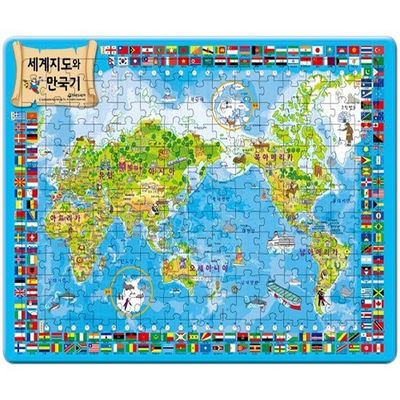 새샘 퍼즐 세계지도와만국기 4절