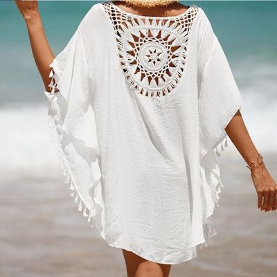 여름 화이트 비치 원피스 커버업 빅사이즈 수영복 비치웨어 휴양지룩(WFLDCRM)