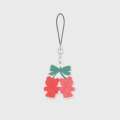 red cherry ribbon gummy 핸드폰 스트랩