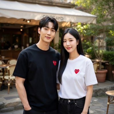 꼼데가르송 레드와펜 라운드 반팔티셔츠