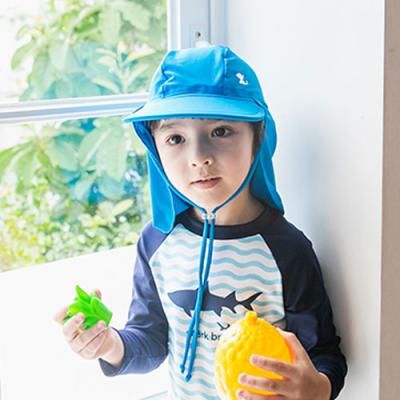 유아 키즈 물놀이 수영모자 썬햇 캣로고 플랩캡 블루