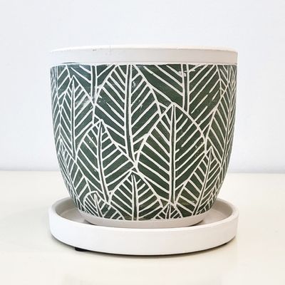 Carnic japan 나뭇잎 도자기화분(다크그린)