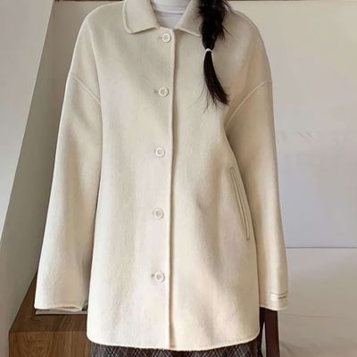 여성 핸드메이드 오버핏 울 싱글 코트