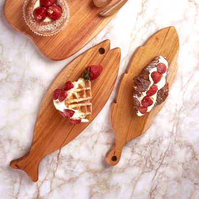 바른락 마호가니 우드 물고기&나뭇잎 도마