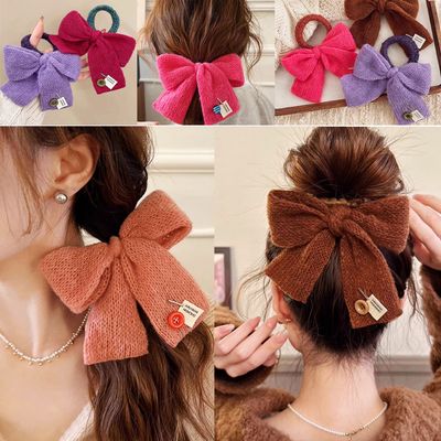 왕리본 니트 머리끈 곱창 꽈배기 올림 긴 머리 헤어끈