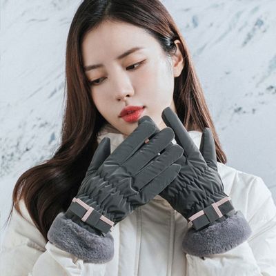 리본 포인트 패딩 스마트폰터치장갑 패딩장갑 방한장