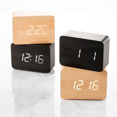 데코앤홈 우드 직사각 LED 탁상시계 인테리어
