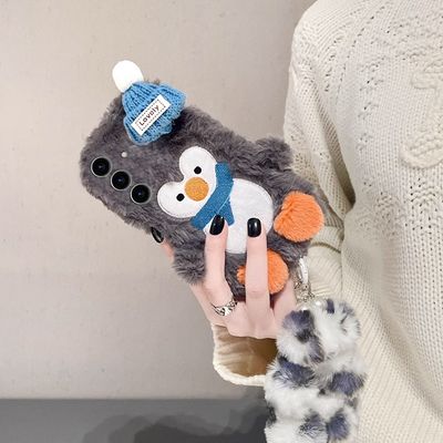 갤럭시 z플립 폴드 7 6 5 4 3 펭귄 인형 털 퍼 케이스