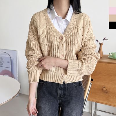 CAT 1034 여자브이꽈배기 하찌니트가디건