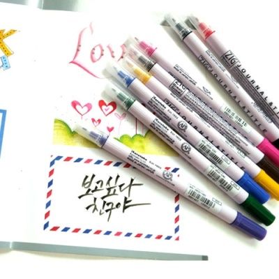 지그 캘리그라피저널&타이틀 트윈팁마카 12색세트