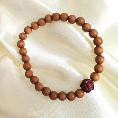 복숭아나무 연꽃 조각 염주 팔찌 6mm(WFFFXWQ)