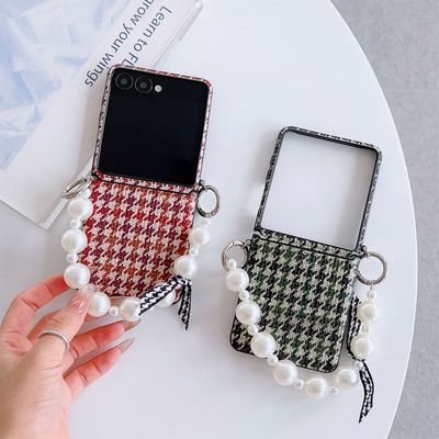 갤럭시z플립 7 6 5 4 3 체크 패턴 스트랩 가죽 케이스