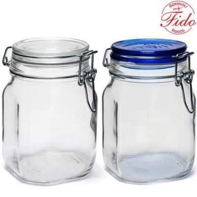 유리병 1000ml 투명1P+블루1P 과일청 원두 밀폐용기