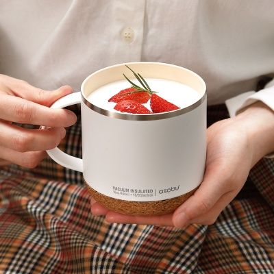 아소부 세라믹 스텐 진공 인피니트 머그 490ML 화이트