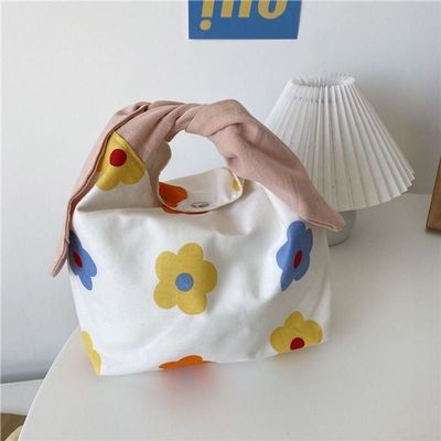 플라워 감성 스트링 도시락가방 보온보냉 런치백 캠핑 피크닉 소풍 휴대용 수납가방(WFJ60TQ)