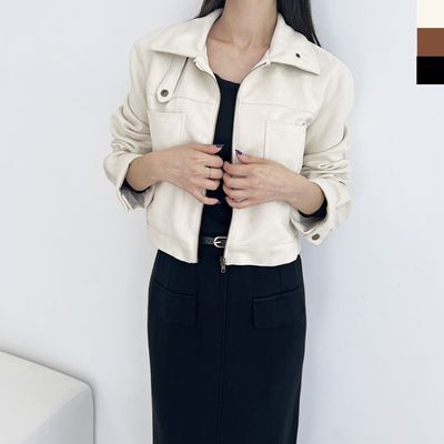 여자 스웨이드 라이더 크롭 자켓 숏 점퍼 여성 아우터