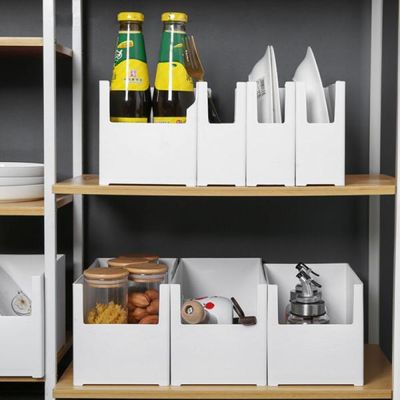 주방 플라스틱 직각 수납함 바구니 슬림형 라지 F754