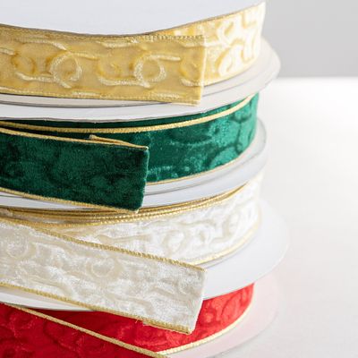 크리스마스 벨벳 리본 미래 4cm 4컬러 롤 포장 공예