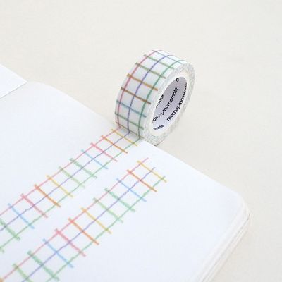 모모마테 거친 색연필 체크 마스킹테이프