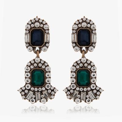 제이로렌 M03145 화이트 그린 크리스탈 드롭귀걸이