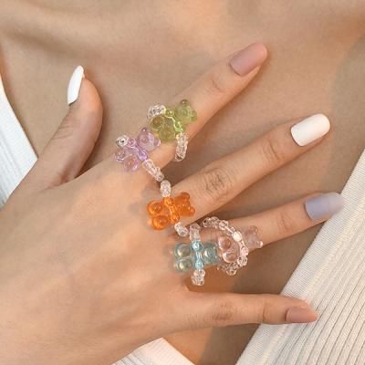 신스 귀여운 곰돌이 하리보 진주 패션 반지